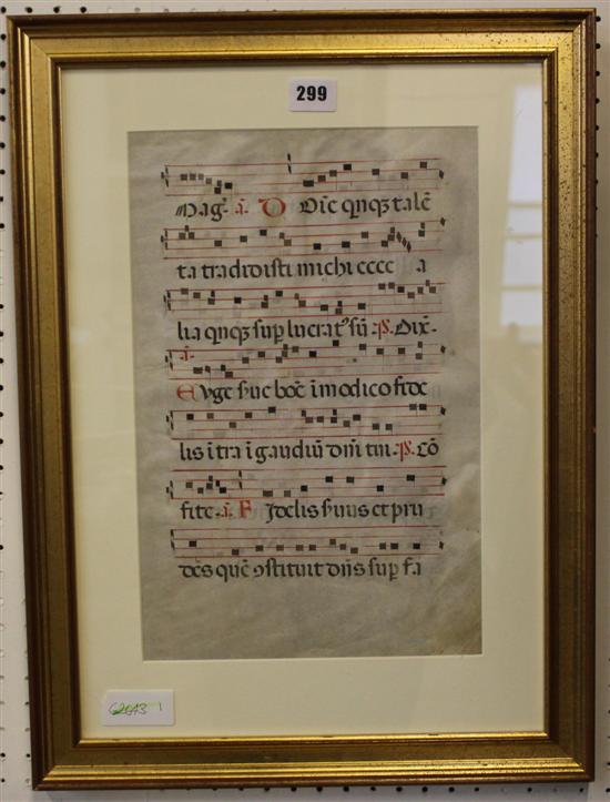 Large vellum leaf from an antiphonal c.1450